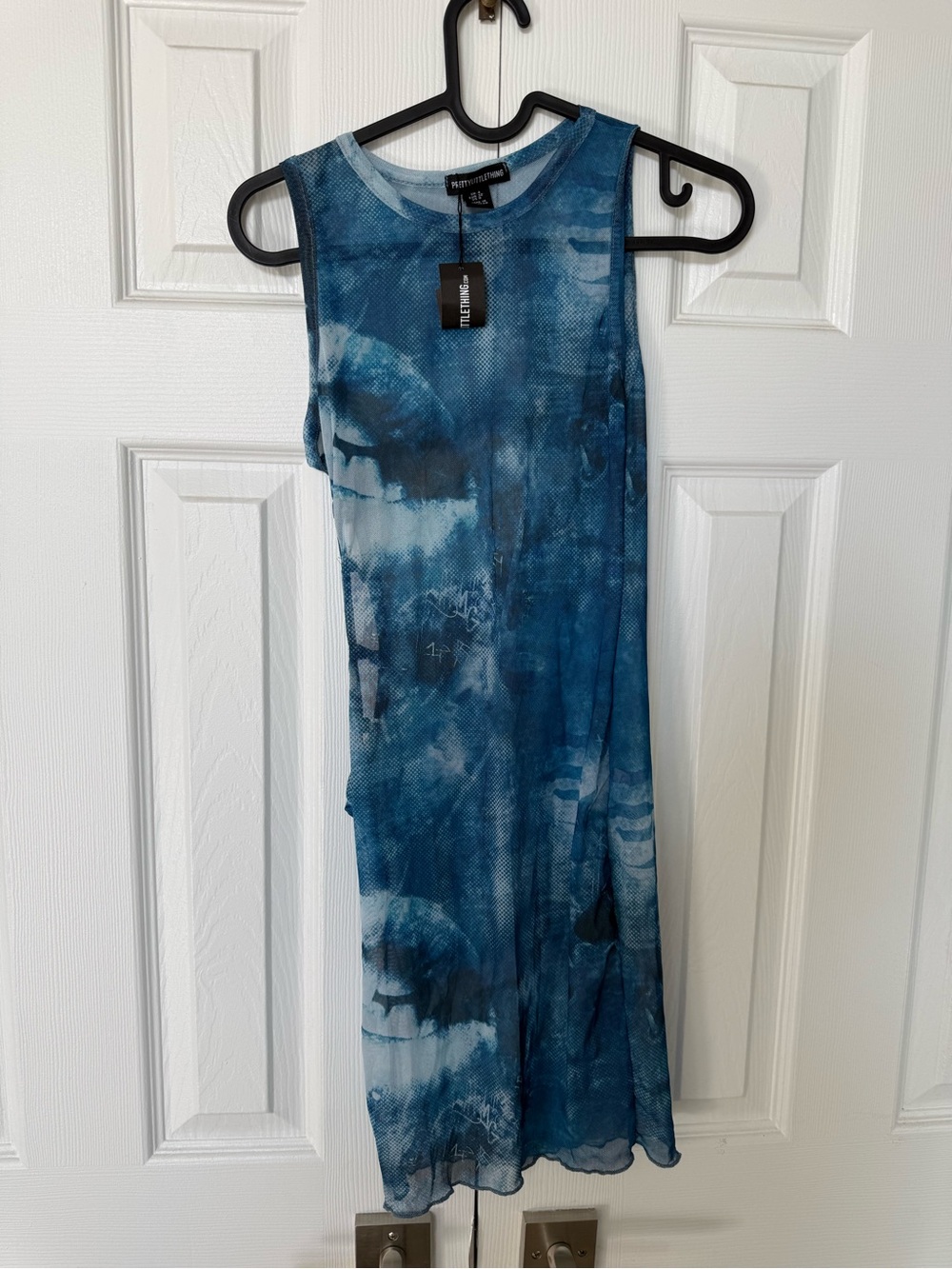 PrettyLittleThing Bathing suit cover up Blue Tie-Dye Dress